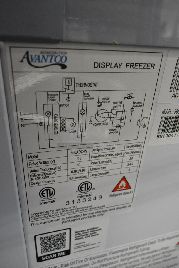 BRAND NEW SCRATCH AND DENT! Avantco 360ADC4N Commercial 26" Ice Cream Dipping Cabinet on Commercial Casters. 115 Volts, 1 Phase. Tested and Working! - Image 9 of 9