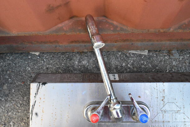 Advance Tabco Stainless Steel Single Bay Wall Mount Sink w/ Faucet and Handles.  - Image 2 of 5