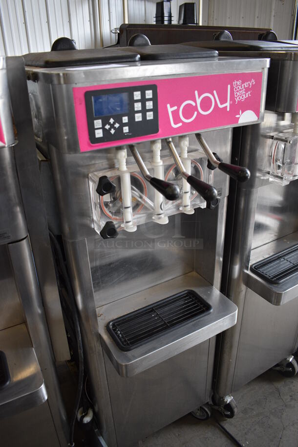 2013 Stoelting Model F231-309I2-AD1 Stainless Steel Commercial Floor Style Air Cooled 2 Flavor w/ Twist Soft Serve Ice Cream Machine on Commercial Casters. 208-240 Volts, 3 Phase.  - Image 2 of 7