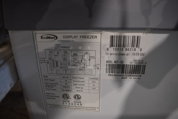 BRAND NEW SCRATCH AND DENT! KoolMore MCF-16C Metal Commercial Floor Style Freezer Merchandiser w/ Sliding Lids on Commercial Casters. 115 Volts, 1 Phase. 60x27x34. Tested and Working! - Image 7 of 7