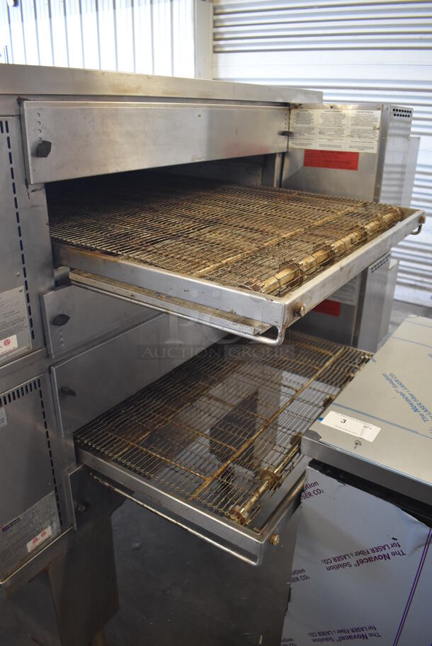 2 Middleby Marshall PS570G S Stainless Steel Commercial Natural Gas Powered Conveyor Pizza Oven on Commercial Casters. Unit has NEW Switches and Belts! 170,000 BTU. 109x56x62. 2 Times Your Bid! Tested and Working! - Image 6 of 10