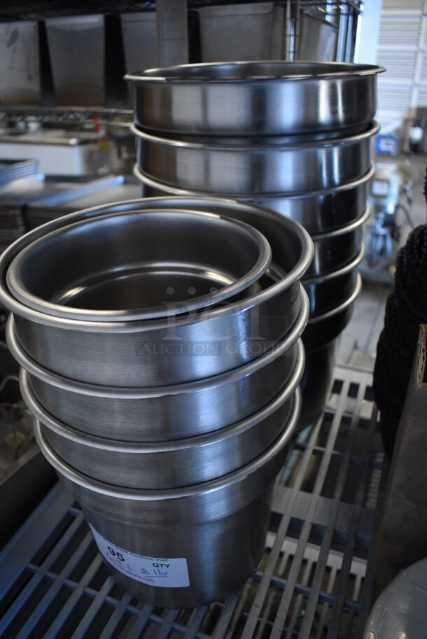 ALL ONE MONEY! Lot of 11 Various Stainless Steel Cylindrical Drop In Bins. Includes 7.5x7.5x8, 9.5x9.5x8, 11.5x11.5x8 - Image 2 of 6