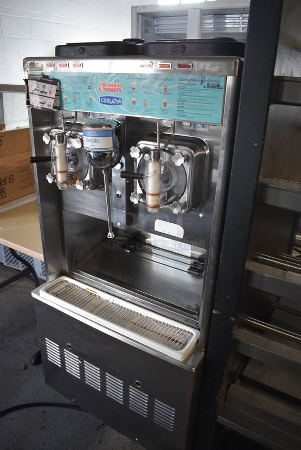 Taylor Model 342D-27 Stainless Steel Commercial Floor Style Air Cooled 2 Flavor Frozen Beverage Machine w/ Drink Mixer Attachment on Commercial Casters. 208-230 Volts, 1 Phase. 26x34x60 - Image 4 of 9