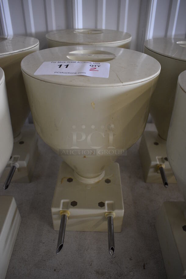 2 Poly Commercial Hoppers For Donut Pastry Filling Machine. Goes GREAT w/ Lot # 9! 9x11x13.5. 2 Times Your Bid!  - Image 1 of 5