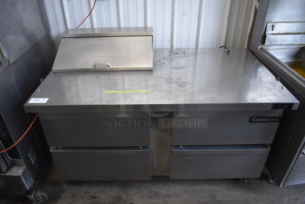 Continental SW60-8C Stainless Steel Commercial Sandwich Salad Prep Table Bain Marie Mega Top on Commercial Casters. 115 Volts, 1 Phase. 60x34x41. Tested and Working!