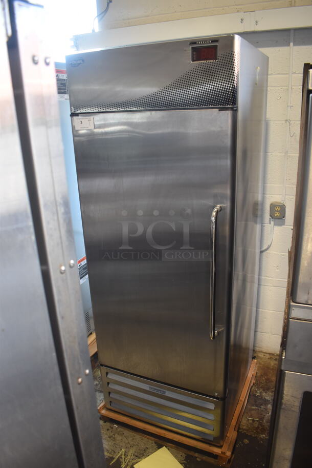 LIKE NEW! 2014 Fogel CR-23-SDF Stainless Steel Commercial Single Door Reach In Freezer. 115 Volts, 1 Phase. Unit Has Only Been Used a Few Times! Tested and Working!
