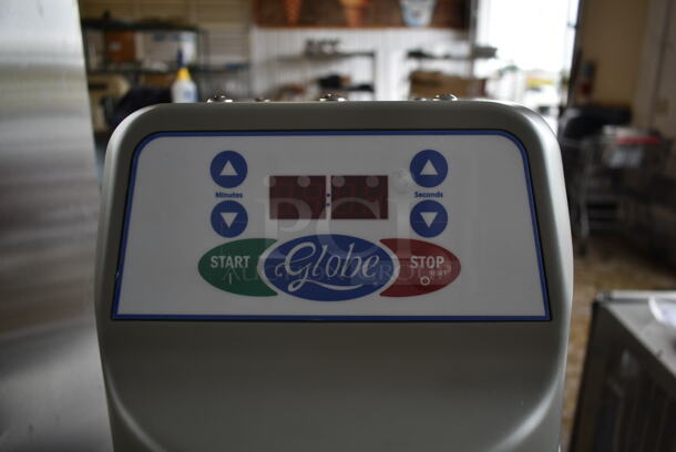 BRAND NEW SCRATCH AND DENT! Globe SP30 Metal Commercial Floor Style 30 Quart Planetary Dough Mixer w/ Stainless Steel Mixing Bowl, Bowl Guard, Dough Hook, Paddle and Whisk Attachments. 115 Volts, 1 Phase. Tested and Working But Transmission is Stuck in 1 Gear. - Image 5 of 10
