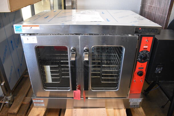 BRAND NEW! LATE MODEL! Vulcan VC5GDL Stainless Steel Commercial Propane Gas Powered Full Size Convection Oven w/ View Through Doors, Metal Oven Racks and Thermostatic Controls. 50,000 BTU. 40x32x32. Tested and Working!