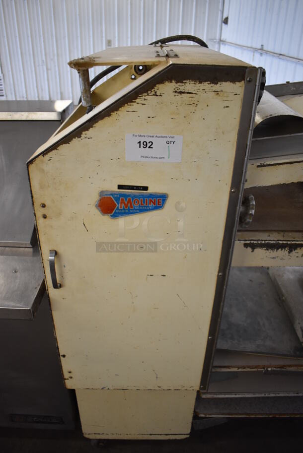 Moline Metal Commercial Floor Style Dough Sheeter on Commercial Casters. 250 Volts, 3 Phase. 56x30x55 - Image 5 of 9