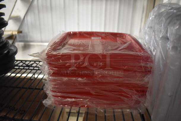 ALL ONE MONEY! Lot of 12 BRAND NEW! Clear Poly 8 Quart Bins w/ Red Lids. 9x10x9 - Image 4 of 4