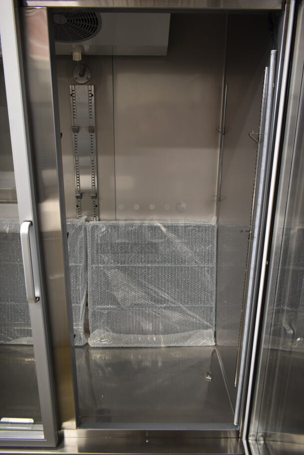 BRAND NEW SCRATCH AND DENT! 2023 KoolMore RIR-2D-GD Stainless Steel Commercial 2 Door Cooler Merchandiser w/ Poly Coated Racks on Commercial Casters. 115 Volts, 1 Phase. Tested and Working! - Image 9 of 9