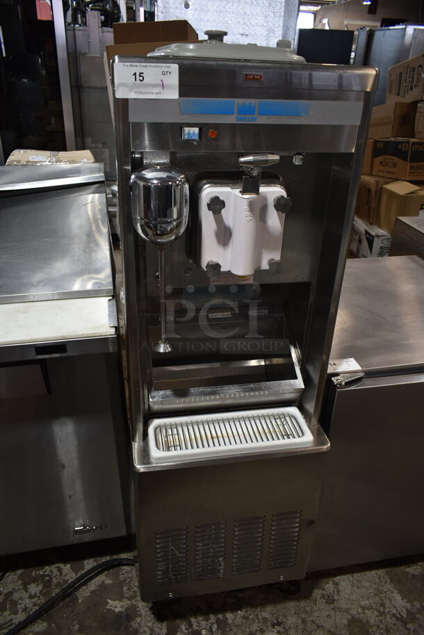 2014 Taylor 441-27 Stainless Steel Commercial Floor Style Air Cooled Single Flavor Soft Serve Ice Cream Machine on Commercial Casters. 208-230 Volts, 1 Phase.