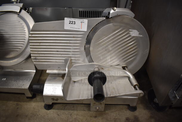Stainless Steel Commercial Countertop Meat Slicer w/ Blade Sharpener. 23x21x18. Tested and Working!