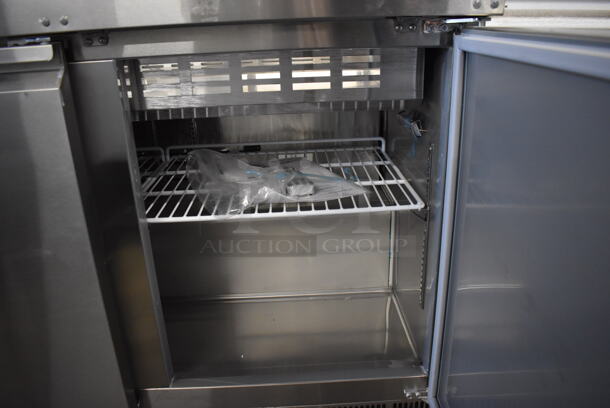 LIKE NEW! Avantco 178SSCFT72HC Stainless Steel Commercial Refrigerated Salad Bar / Cold Food Prep Table on Commercial Casters. 115 Volts, 1 Phase. Unit Was Only Used Two Times! 70.5x29.5x35. Tested and Working! - Image 4 of 8