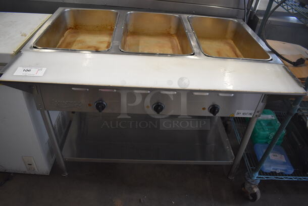 Avantco Stainless Steel Commercial 3 Well Steam Table w/ Cutting Board and Under Shelf. 44x30x34.5. Tested and Working! - Image 2 of 5