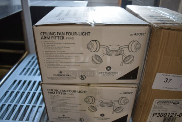 2 BRAND NEW SCRATCH AND DENT! Emerson Ceiling Fan Four Light Arm Fitter Light Fixture. 2 Times Your Bid! - Image 2 of 3