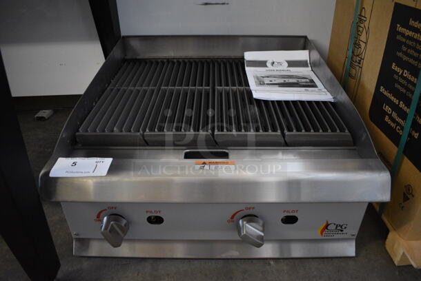 BRAND NEW! CPG Stainless Steel Commercial Countertop Natural Gas Powered Charbroiler Grill. 24x28x13
