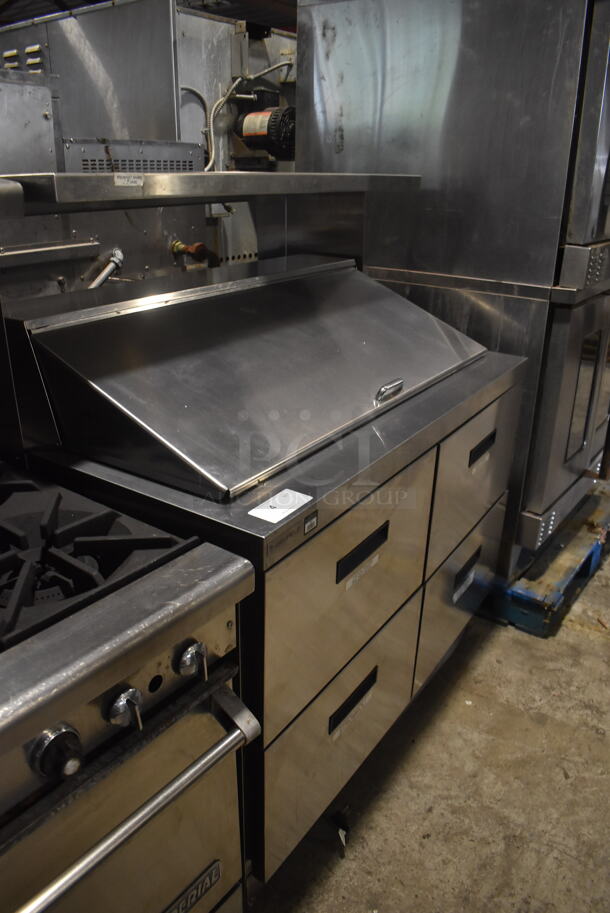 2018 Model Delfield D4448N-18M Commercial Stainless Steel Electric Powered 4 Drawer Mega Top Front Breathing Refrigerated Sandwich Prep Table On Commercial Casters. 115V/1 Phase Tested And Working! - Image 2 of 9