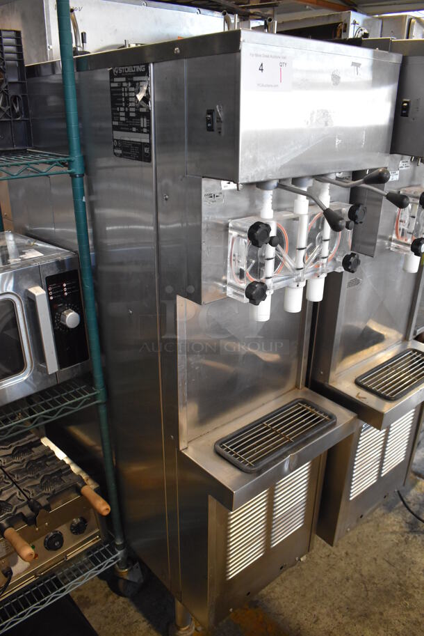 Stoelting 237R-109G Stainless Steel Commercial Floor Style Air Cooled 2 Flavor w/ Twist Soft Serve Ice Cream Machine on Commercial Casters. Goes GREAT w/ Lot 118! 208/230 Volts, 3 Phase. 16x43x66 - Image 4 of 7