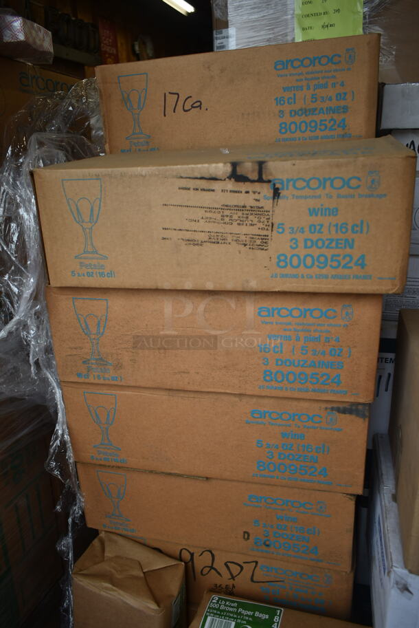 PALLET LOT of 42 BRAND NEW IN BOX! Arcoroc 8009524 Wine Glasses, Prime Source Paper Straws, Brown Paper Bags, NetChoice 420282 Straws, 510199 Straws, Sip N Joy 7" Straws, Cellocore Straws, Bormior Rocco 4912Q016 Rocks Glasses. 42 Times Your Bid! - Image 3 of 11
