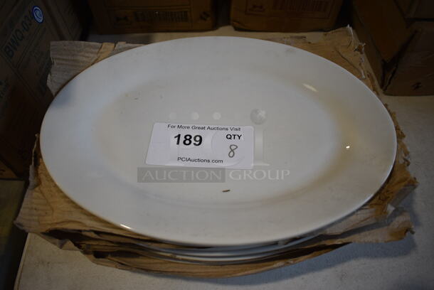 8 BRAND NEW! Yanco White Ceramic Oval Plates. 13.5x9.5x1. 8 Times Your Bid!