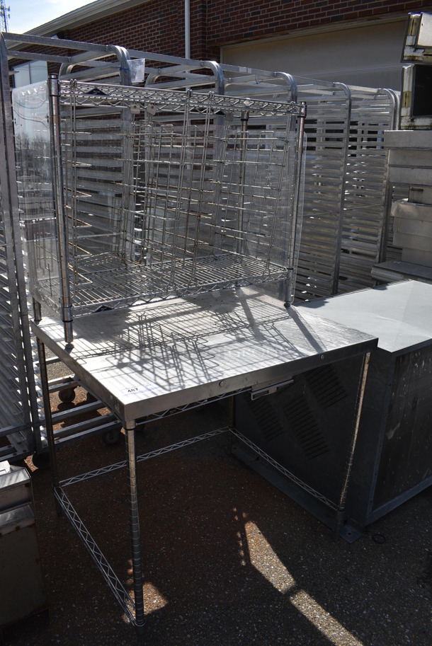 Metal Table w/ Metro Style Shelving Unit. 36.5x30.5x64 - Image 3 of 5