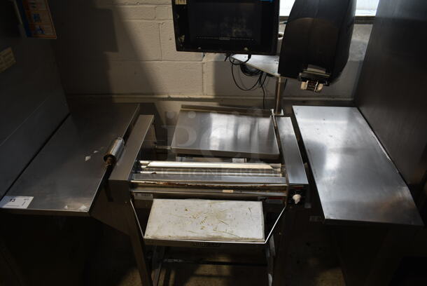 Hobart Model HWS-4C Stainless Steel Commercial Floor Style Wrapping Station w/ Monitor and Hobart Label Dispenser. 120 Volts, 1 Phase. Tested and Working! - Image 2 of 6