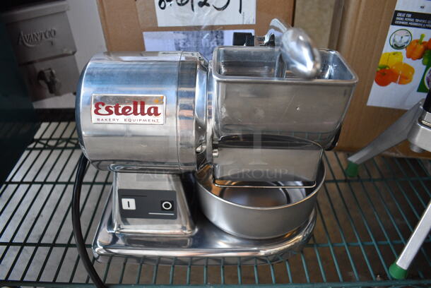 BRAND NEW IN BOX! Estella 348CG12 Stainless Steel Commercial Countertop Electric Powered Grater. 120 Volts, 1 Phase. 11x6.5x11. Tested and Working!