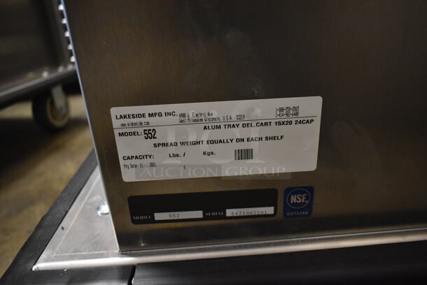 BRAND NEW SCRATCH AND DENT! 2021 Lakeside 552 Aluminum Cart for 15" x 20" Trays - 24 Tray Capacity on Commercial Casters.  - Image 6 of 6