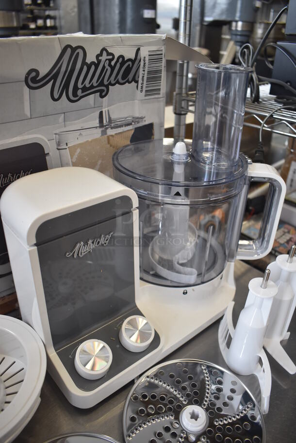 IN ORIGINAL BOX! Nutrichef NCFP8 Metal Countertop Food Processor w/ 2 Grating Blades and S Blade. 120 Volts, 1 Phase. 15x9x15 - Image 7 of 9