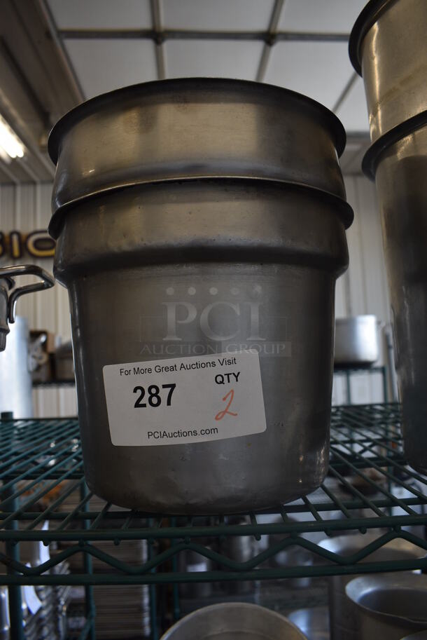 2 Stainless Steel Cylindrical Drop In Bins. 9.5x9.5x8. 2 Times Your Bid!