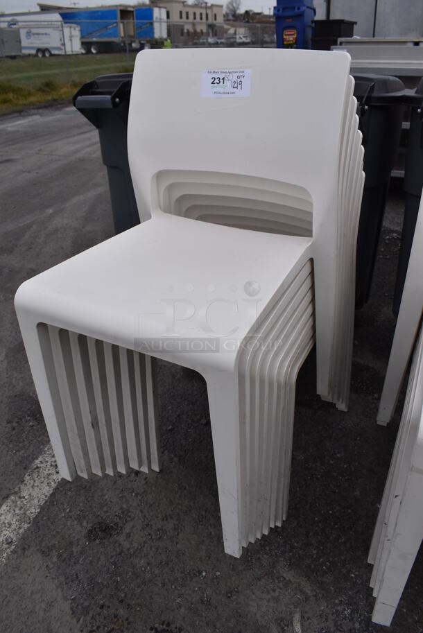 8 Arper White Poly Dining Chairs. 17.5x18x31. 8 Times Your Bid! - Image 3 of 3