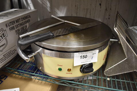 BRAND NEW SCRATCH AND DENT! 2023 Carnival King 382CMPT16A Stainless Steel Commercial 16" Round Portable Steel Crepe Maker. 120 Volts, 1 Phase. Tested and Working!