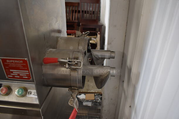 Superior HDMF62 Stainless Steel Commercial Floor Style Horizontal Tortilla Masa Extruder Feeder on Commercial Casters. 208 Volts, 3 Phase.  - Image 5 of 9