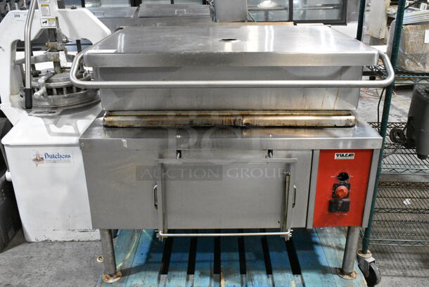Vulcan Stainless Steel Commercial Natural Gas Powered Floor Style Braising Pan Tilting Pan.  - Image 1 of 7