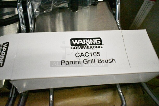 BRAND NEW SCRATCH AND DENT! 2023 Waring CTS1000B Stainless Steel Commercial Tostato Ottimo Smooth Top & Bottom Dual Panini Sandwich Grill - 17" x 9 1/4" Cooking Surface. 240 Volts, 1 Phase.  - Image 4 of 6