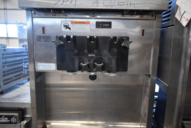 Electro Freeze SL500-132 Stainless Steel Commercial Floor Style Water Cooled 2 Flavor w/ Twist Soft Serve Ice Cream Machine on Commercial Casters. 208-230 Volts, 3 Phase.  - Image 3 of 6