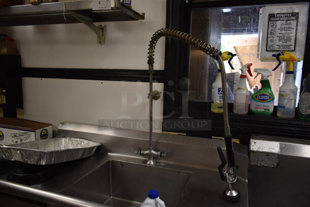 Stainless Steel Commercial Single Bay Left Side Dirty Side Dishwasher Table w/ Spray Nozzle Attachment and Handles. Bay 20x20. Drain Board 19x23.5. BUYER MUST REMOVE. (kitchen) - Image 4 of 7