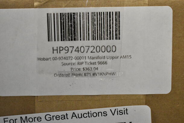 2 BRAND NEW SCRATCH AND DENT! Items Including HP9740720000 Hobart 00-974072-00001 Manifold Upper AM15, HP00918203 Hobart 00-918203 Drain Pump 60 Hz. 2 Times Your Bid!  - Image 7 of 7