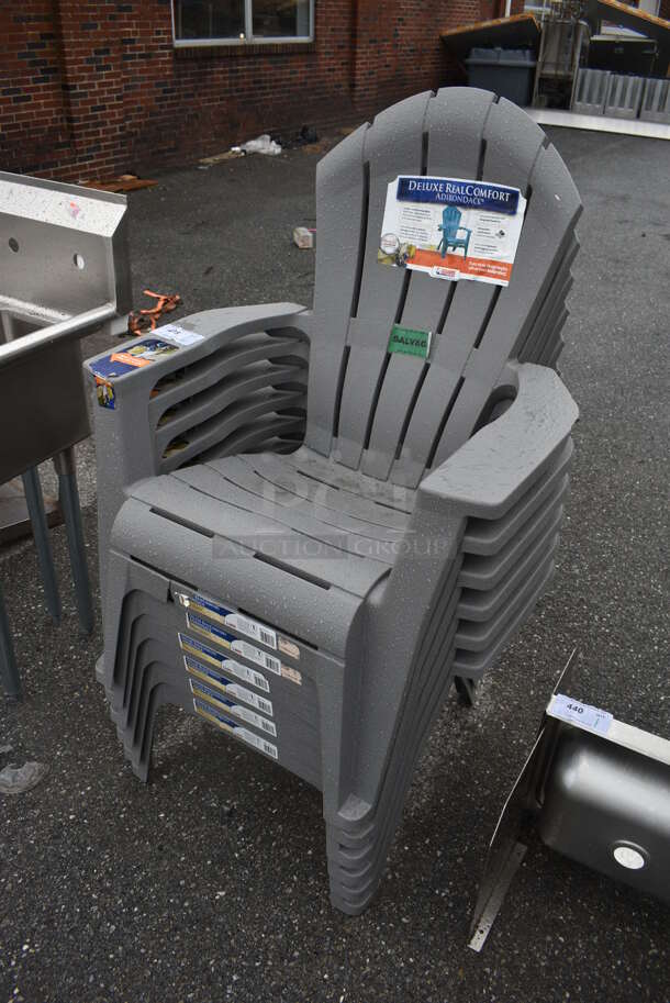 6 BRAND NEW SCRATCH AND DENT! Gray Poly Adirondack Chairs. 32x24x40. 6 Times Your Bid! - Image 2 of 4