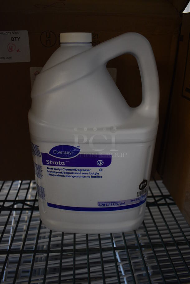 4 BRAND NEW IN BOX! Diversey Strata Non-Butyl Cleaner Degreaser Jugs. 7.5x4x12. 4 Times Your Bid!