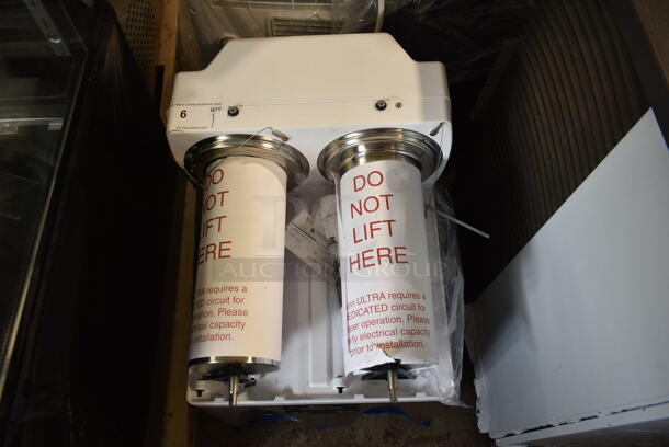 BRAND NEW SCRATCH AND DENT! 2023 Bunn Ultra NX White and Stainless Steel Commercial Countertop Double 3 Gallon Slushy Machine Base. 120 Volts, 1 Phase. Tested and Working! - Image 2 of 6