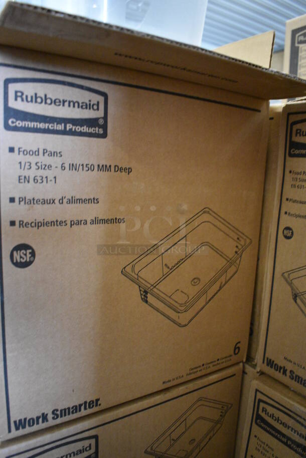 ALL ONE MONEY! Lot of 18 BRAND NEW IN BOX! Rubbermaid Clear Poly 1/3 Size Drop In Bins. 1/3x6 - Image 3 of 3