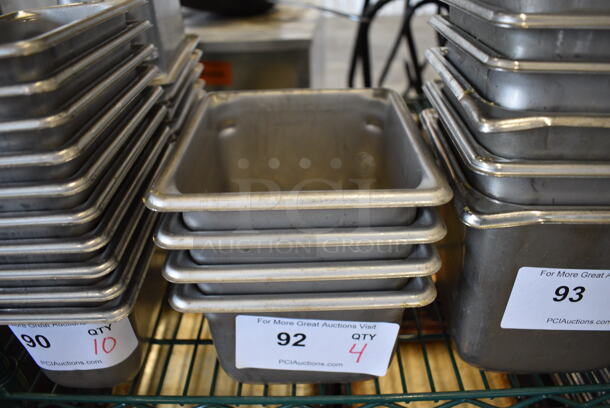 4 Stainless Steel 1/6 Size Drop In Bins. 1/6x4. 4 Times Your Bid!