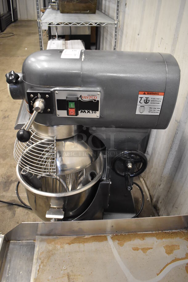 Avantco MX20 Metal Commercial Countertop 20 Quart Planetary Dough Mixer w/ Stainless Steel Mixing Bowl, Bowl Guard, Dough Hook, Paddle and Whisk Attachment. 120 Volts, 1 Phase. 18x20x32. Tested and Working! - Image 2 of 8