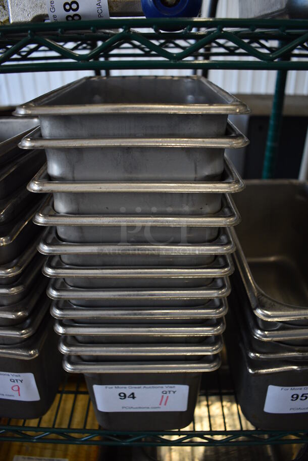 11 Stainless Steel 1/4 Size Drop In Bins. 1/4x6. 11 Times Your Bid!