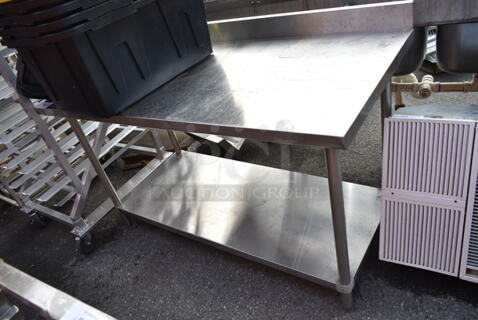 Stainless Steel Commercial Table w/ Back Splash and Under Shelf. 