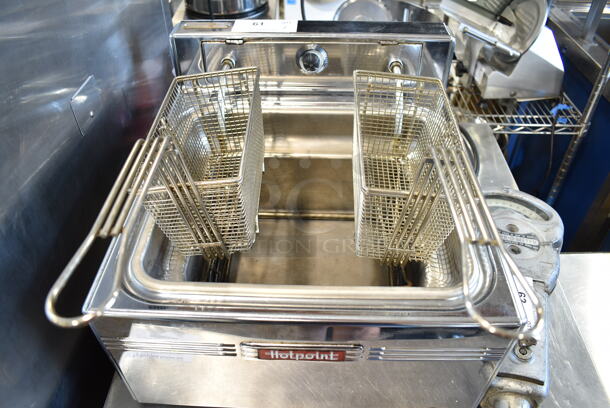 Hotpoint 101HK3 Stainless Steel Commercial Countertop Electric Powered Deep Fat Fryer w/ 2 Metal Fry Baskets. 220-240 Volts.  - Image 3 of 6