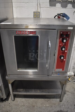 Blodgett CTB-1 Stainless Steel Commercial Electric Powered Half Size Convection Oven w/ View Through Door and Thermostatic Controls on Equipment Stand. 208-240 Volts, 1 Phase. 30x26x45