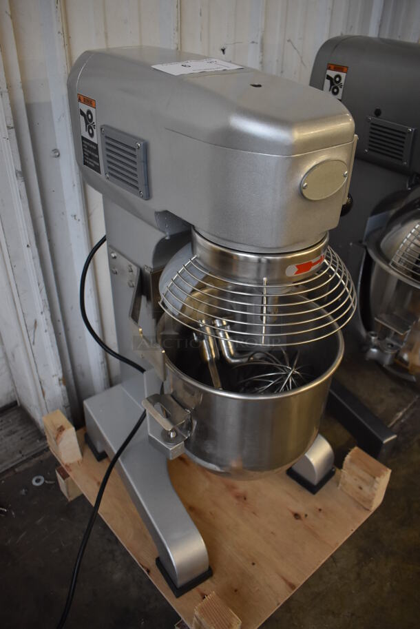 BRAND NEW SCRATCH AND DENT! Galaxy 177GMIX10 Metal Commercial Floor Style 10 Quart Planetary Dough Mixer w/ Stainless Steel Mixing Bowl, Bowl Guard, Dough Hook, Balloon Whisk and Paddle Attachments. 110 Volts, 1 Phase. 15x18x29. Tested and Working! - Image 4 of 8